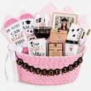Zopeal 2026 Graduation Gift Basket Set for Her, Personalized Grad Gifts with Candle, Mug, Wine Glass, Jewelry, Socks & Banner, College High School Nursing Master Phd Graduation Gifts(Pink)