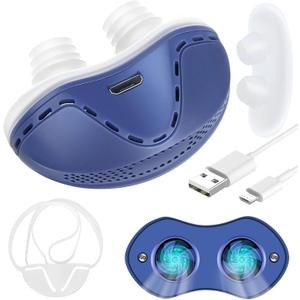 Anti Snore Device,Double Vortex Electric Double Vortex Snoring Solution,Mini Portable Stop Snoring Devices Stopper,Adjustable Wind Speed Snoring Prevention Nasal Dilators,Up to 8 Hours (Blue)