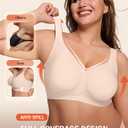 LetsJoli Bras for Women Supportive Wireless Push Up Bra Full Coverage No Underwire Seamless Plus Size for Older Women (Beige, Large)