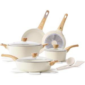 SENSARTE Ceramic Cookware Sets, Pots and Pans Set Non stick, 14 Piece Induction Cookware, Non toxic Healthy Non Stick Kitchen Cooking Set, with Frying Pans Set, PFAS PTFE PFOA PFOS Free