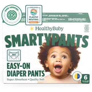 SmartyPants Pull Up Style Diapers | EWG Verified Safe & Plant-Based | Quilted 360 Waistband, Super Absorbent for Overnight Leak Protection | Training Pants by HealthyBaby | Size 6 (32 Count) SmartyPants Pull Up Style Diapers | EWG Verified Safe & Plant-Based | Quilted 360 Waistband, Super Absorbent for Overnight Leak Protection | Training Pants by HealthyBaby | Size 6 (32 Count)