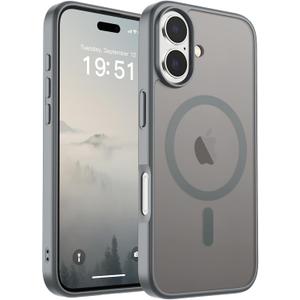 SUPFINE Magnetic for iPhone 17 Case (Compatible with MagSafe)(Military Grade Drop Protection) Translucent Matte Shockproof with Anti-Fingerprint Phone Cover 2025,Gray