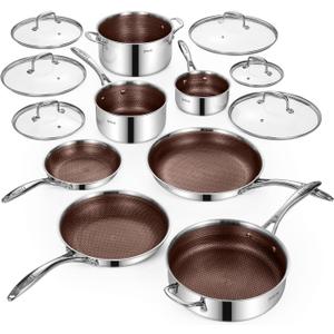 Deluxe13 Piece Hybrid Ceramic Nonstick Stainless Steel Cookware Set