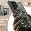 Goodon for Galaxy S25 Ultra Case, Wireless Charging Compatible, Shockproof Translucent Matte Cover - Cute Floral Design Phone Case for Women Girls - Green Leaves