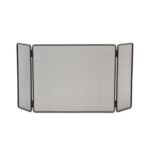 Steel Fireplace Screen 3 Panel Black | 50" W x 30" H 