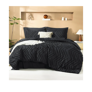 Litanika Black Full Size Comforter Set with Sheets - 7 Pieces Bed in a Bag Full Tufted Complete Bedding Sets with Comforter, Sheets, Pillowcases & Shams