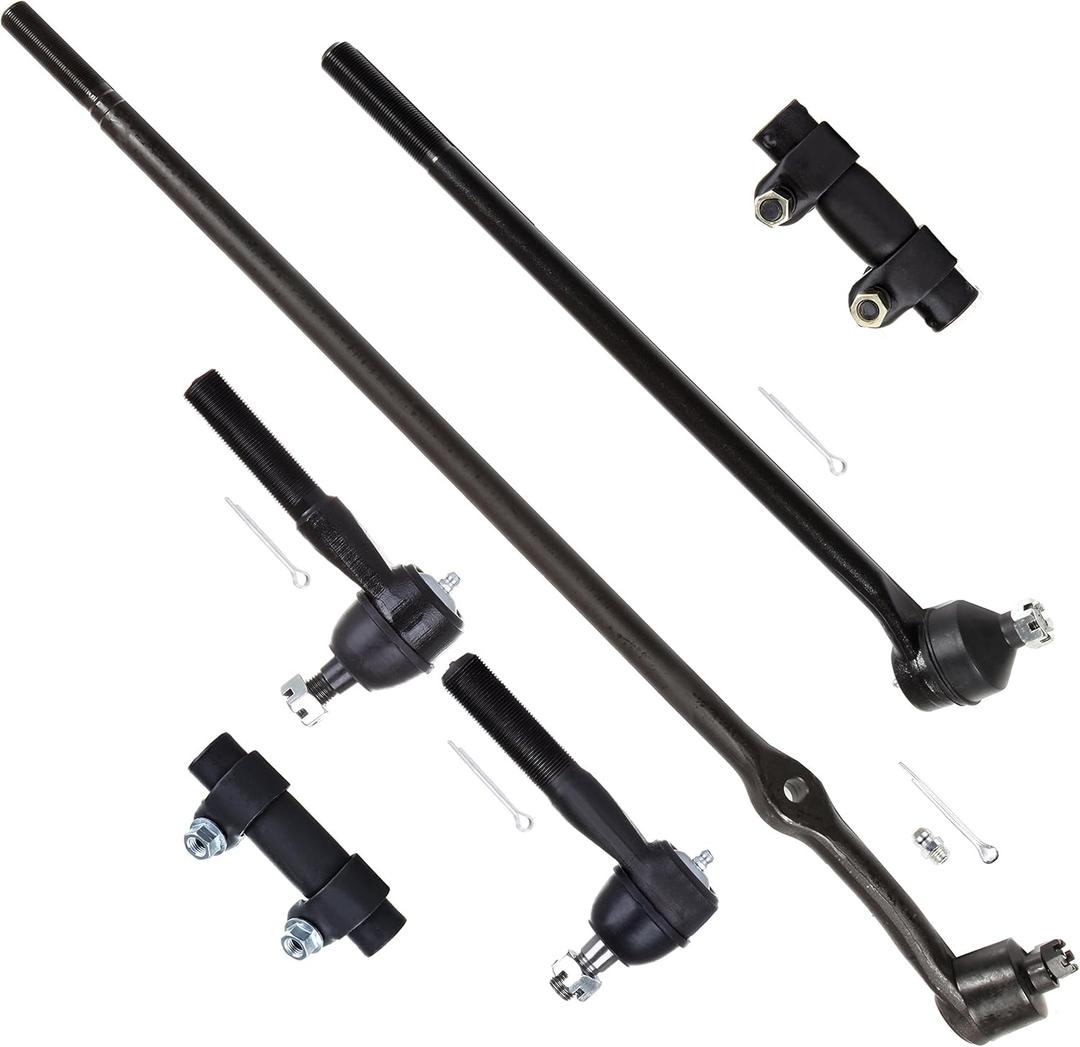 6pc Set Front Suspension Kit Tie Rod Adjusting Sleeve Outer and Inner Tie Rod End Center Link Replacement for Ford Bronco for F-100 for F-150 for F-250 for F-350