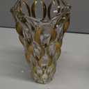 Gold Crystal Glass Bohemian Vase with Hand Painted Golden Edge 9.1inch Tall for Centerpieces, Weddings, Housewarming, Home Decor