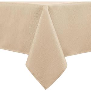 Hiasan 54 X 54 Inch Square Textured Tablecloth - Waterproof Spillproof Antiwrinkle Jacquard Table Cloth for Kitchen and Dining Dinner, Outdoor Picnic, Holiday and Parties, Beige