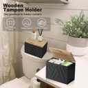2Pcs Tampon Holder for Bathroom Decor, Feminine Product Organizer, Shark Week Tampon Storage with Lid, Wood Pad Box for Toilet, Lady Girl Stuff Organizer Case Bathroom Accessories- Black