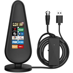 HDTV Indoor Digital TV Antenna Up with Amplifier Signal Booster, 560+ Miles Range TV Antenna for Smart TV,4K 1080P Free Local Channels Support All TV with 18ft Coaxial Cable