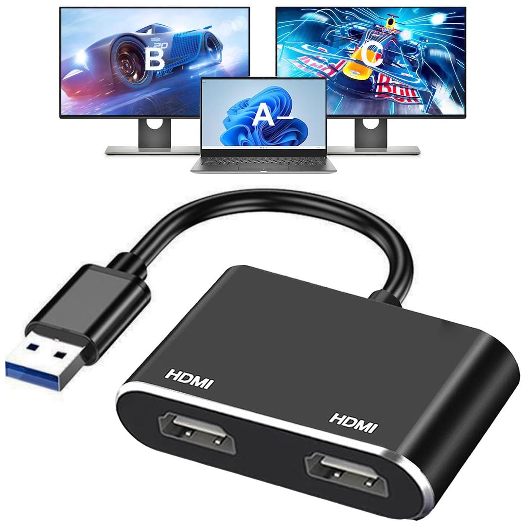 USB to HDMI Adapter, USB 3.0 to HDMI 1080P Video Audio Converter Connect PC, Laptop to Monitor/HDTV/Projector, Support Windows Systems