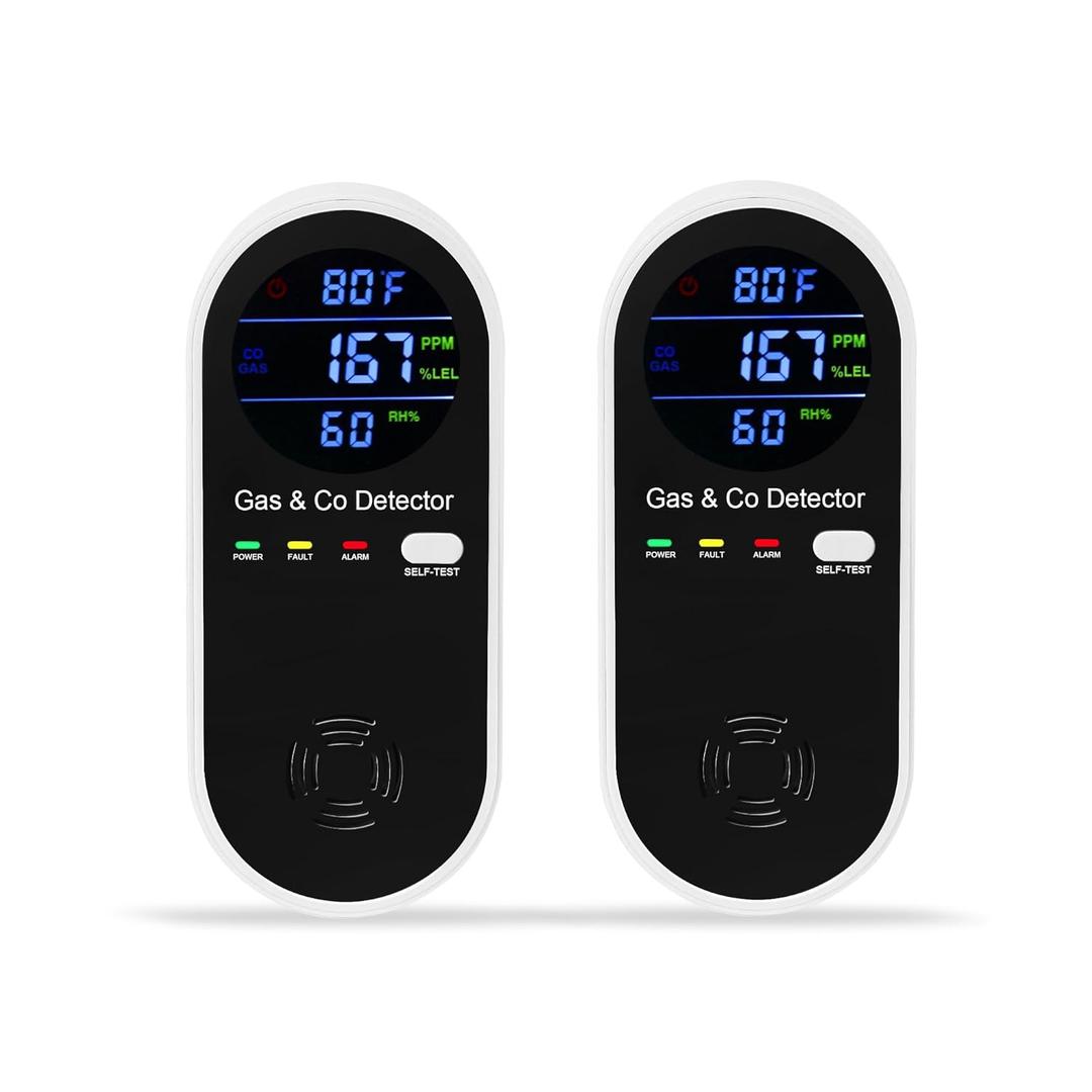 3 Packs Combination Gas & Carbon Monoxide Detector, 4-in-1 Natural Gas Detector & Carbon Monoxide Alarm with Temperature(°F) & Humidity,Propane & CO Detector for Home,RV,Apartment