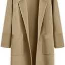 LILLUSORY Women's Long Dressy Cardigan Sweaters Fall Oversized Cozy Jacket Outfits 2025 Date Night Winter Trench Coats, L