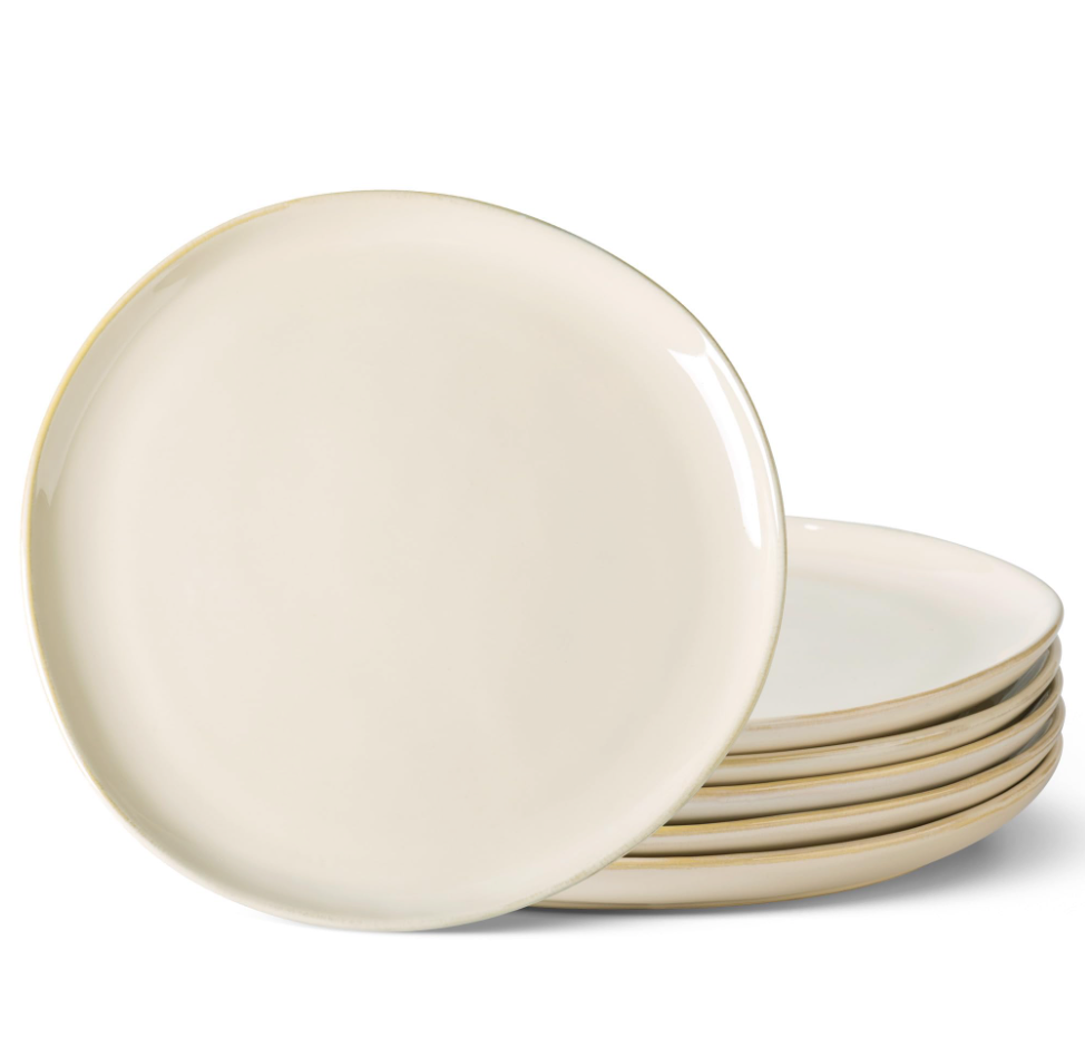 AmorArc Ceramic Dinner Plates Set of 6, 10.5 Inch Handmade Reactive Glaze Stoneware Plates, Rustic Shape Dinnerware Dish Set for Kitchen, Microwave & Dishwasher Safe, Scratch Resistant
