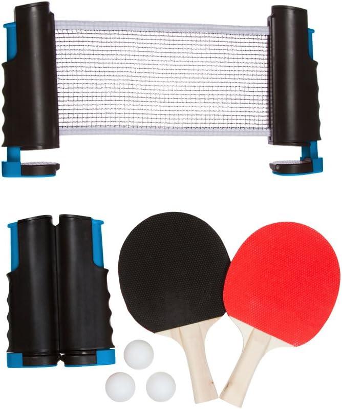 Trademark Innovations Anywhere Table Tennis Set with Paddles and Balls (Blue)