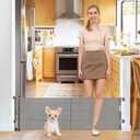 20 Inches Tall Retractable Short Dog Gate to Step Over, Short Pet Gates for The House, Extends up to 55" Wide, Small Dog Gate Indoor Puppy Gate Mesh Doggie Gates Low Dog Gate (Gray)