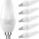 PARTPHONER E12 Base LED Light Bulbs B11 Candelabra Bulbs 60W Equivalent, Non-Dimmable 6W LED Bright Candle Small Base Chandelier Bulb 600 Lumen, 5000K Cold White for Ceiling Fan, Pack of 6