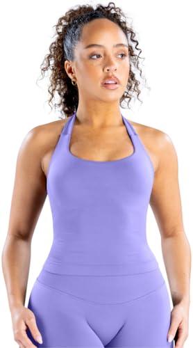 TRYTO Impact Halter Top Sports Yoga Tanks Women Workout Fitness Gym Outdoor Running Tank Tops Lilac, X-Large