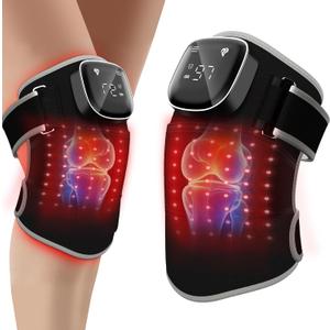 RAYOCON Red Light Therapy for Knee: Knee Massager with 6 Heat and 5 Vibration Cordless Rechargeable Electric Heated Knee Brace Gifts for Men Women