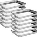 Zopeal 12 Pieces Baking Sheet Pan Cookie Sheet Set for Oven Stainless Steel Trays Nonstick Small Serving Tray Cake Toaster Metal Food Trays, Oven and Dishwasher Safe(12 x 9 x 1 Inch)
