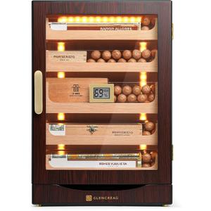 Cigar Humidor Cabinet with Automatic LED Light, Extra Large Size for 250 Cigars, Spanish Cedar Lining, Tight-Seal Magnetic Door, Adjustable Hygrometer, Gift for Cigar Lover