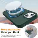 Soft Liquid Silicone Case for iPhone 15 with Magnetic Invisible Stand, Military Grade Shockproof Protection, Anti-Scratch Microfiber Lining Covers for iPhone 15, Pine Green