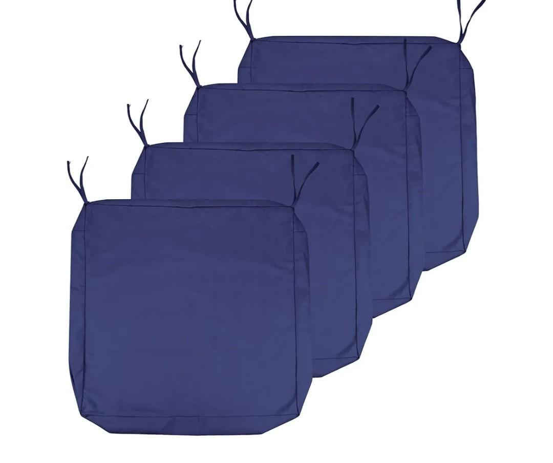 Ipynbap Outdoor Cushion Covers Replacement 19x19x3In, Patio & Sofa Cushion Covers with Handle & Adjustable Straps, Waterproof, Set of 4, Bavy Blue