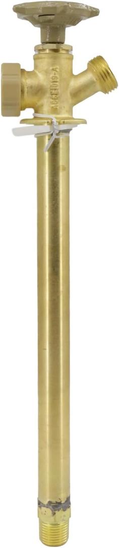 10 Inch Anti-Siphon Frost Free Sillcock Valve Multiturn 1/2 Inch NPT, 3/4 Inch Hose Bibb, Brass Body,Brass Valve 10 inch Length (10 Inch)