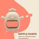 2 Packs Baby Teething Toy Silicone Teething Mitten for Babies Over 3 Months Anti Dropping Wrist Hand Teethers Baby Chew Toys for Sucking Needs, BPA Free (Blue & Caramel)