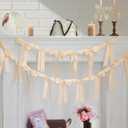 2 Stand Champagne Bow Garland 110" Pre-Assembled Satin Bow Banner | 1 Sheet Masking Tape for Hanging Decoration for Wedding Bridal Shower Coquette Birthday Party (Champagne Gold, 110inch)