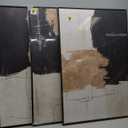 Framed Black and White Abstract Wall Art for Living Room, 3 Piece Large Canvas Modern Picture Artworks, Minimalist Black Gold Painting Prints for Dining Room Hallway Home Office Wall Decor, 24x36 Inch