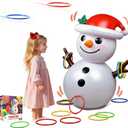 Christmas Games for Family Party, Inflatable Reindeer Ring Toss Game and Wobbling Punching Bag, Fun Christmas Games for Kids and Adults Also Great for Holiday Decoration