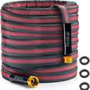 2026 Upgraded Non-Expanding Garden Hose - 100FT Lightweight Flexible, High-Pressure Anti-Kink/Burst-Resistant Lead-Free Outdoor Water Hose (Gray/Red)