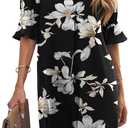 Zeagoo Summer Dresses for Women 2026 V Neck Ruffle Sleeve Loose Shift Dress Hawaiian Sundress Beach Vacation Clothes, XL