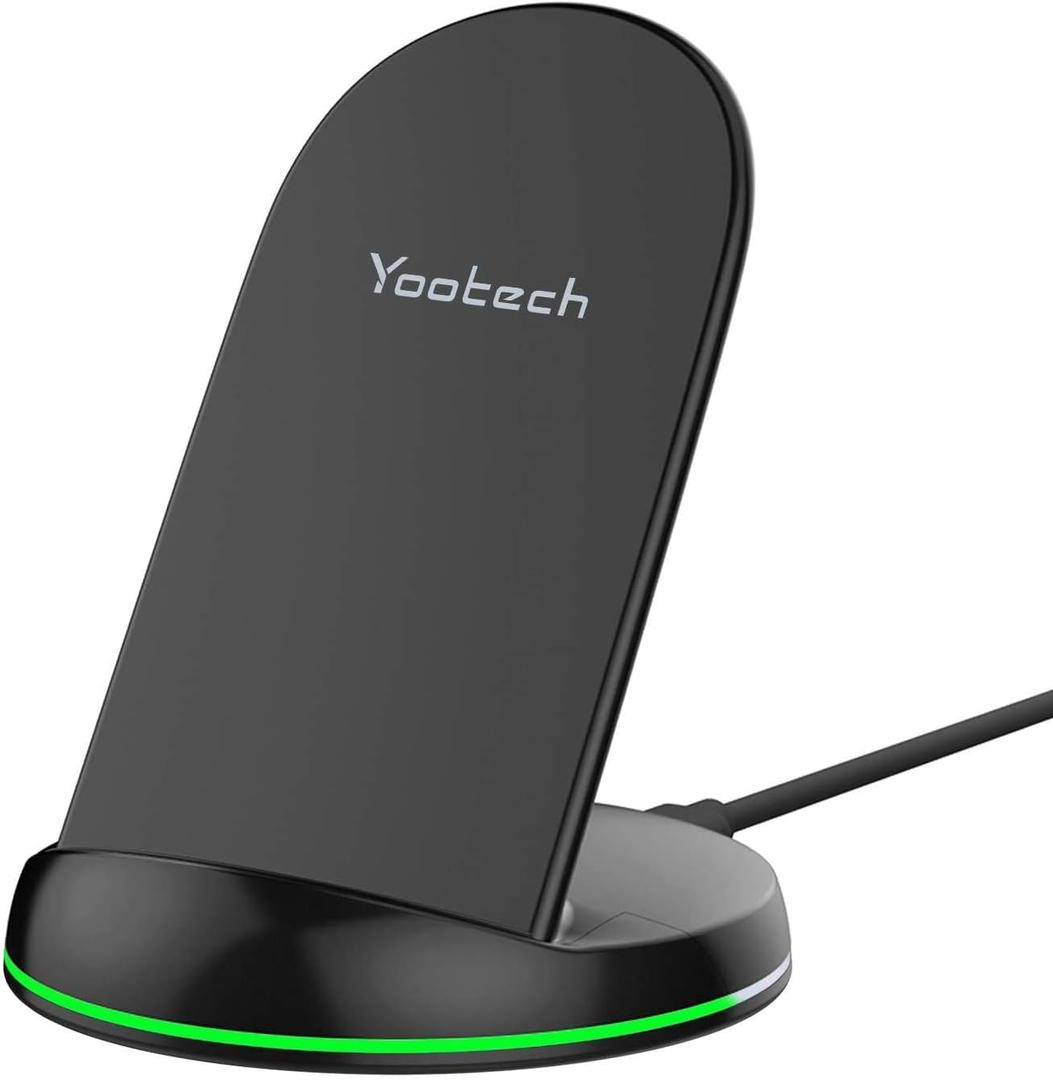 Yootech Wireless Charger,10W Max Wireless Charging Stand, Compatible with iPhone 16e/16/16 Plus/16 Pro Max/15/14/14 Plus/14 Pro Max/13/SE 2022/12/11/X/8, Galaxy S22/S21/S20/S10(No AC Adapter)