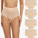 wirarpa Women's Cotton Underwear High Waisted Ladies Panties Full Coverage Briefs 5 Pack L