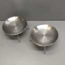Cat Food Bowls, 2 Pcs Stainless Steel Cats Food and Water Whisker Fatigue Shallow Dishes, Small Dog Puppies Fat Faced Cat Kitten Supplies (2 Plates with Stand)
