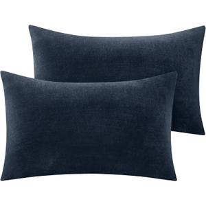 BEDELITE Flannel King Size Pillow Cases Set of 2, Super Soft Fleece Pillowcases with Zipper for Bedroom, Sofa, Couch, Luxury Cozy Fuzzy Velvet Pillow Shams for All Seasons(20x40 Inches, Navy)