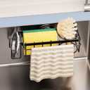 TAILI 4-in-1 Sponge Holder for Kitchen Sink with Strong Suction Cup Removable, Rustproof Stainless Steel Sink Caddy for Sponge, Brush, Scrubber, Scraper -Black