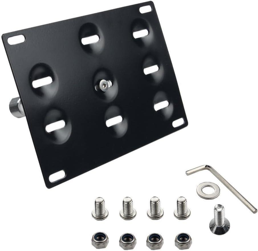 Dewhel JDM Front Bumper Tow Hook License Plate Mount Bracket Holder Tow Hole Adapter Bolt On for Nissan 370Z Juke GT-R Infiniti G37/Q60 Coupe