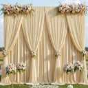 10ftx15ft Beige Backdrop Curtains for Parties, Wrinkle Free Polyester Beige Photo Backdrop Drapes 2 Panels 15 ft Long Back Drop Cloth for Wedding Birthday Photography Background Party