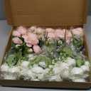 Jexine 12 Bundles Silk Artificial Peonies Flowers Faux Peony Bouquet Fake Peonies Artificial Flowers Bouquets for Vase Floral Arrangements Wedding Home Table Decoration (White,Pink)