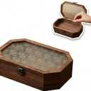 9 Inch Wooden Keepsake Box - Vintage Memory Box For Keepsakes, Decorative Jewelry Storage With Glass Lid - Walnut Wood