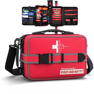 Advanced Comprehensive First Aid Kit with Well Organized Labelled Compartments Removable MOLLE System First Aid Trauma Kits for Car, Home,Camping, Office and etc.-401 Piece (Pro Max)