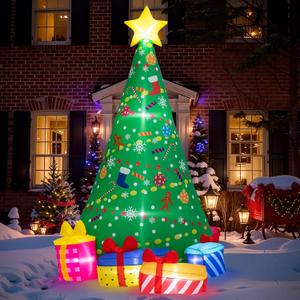 PRESENCE 6FT Christmas Inflatables Tree with Build-in LED Lights, Christmas Decorations Outdoor