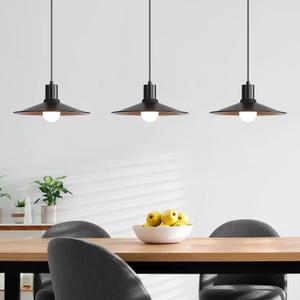 3 Pack Modern Pendant Lights Kitchen Island, Matte Black and Gold Inner Finish Shades Hanging Lamp, Farmhouse Vintage Pendant Light Fixture for Dining Room, Living Room, Entryway