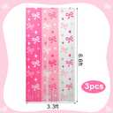 3 Pack Pink Bow Foil Fringe Curtains Bow Metallic Tinsel Streamers 3.3 X 6.6 ft Pink Tinsel Streamer Party Photo Backdrop for Bridal Shower Wedding Favors Coquette Birthday Girl Bows Theme Party Decor