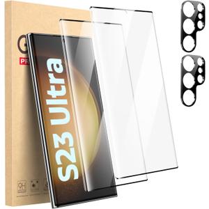 Cutebe 2 Packs Screen Protector for S23 Ultra + 2 Packs Camera Lens Protector with Tempered Glass,Touch Sensitive and Case Friendly
