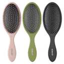 Conair Detangling Hair Brush Set, 3-Pack Detangler Brushes for Wet or Dry Hair, Gentle Detangler for All Hair Types, Bristle Hair Brushes for Women, Evergreen, Blush Pink, Black Assorted